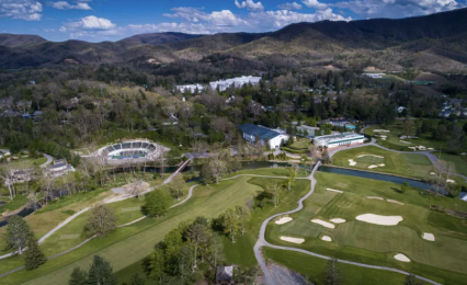 Aerial view of the Greenbrier golf course in West Virginia.